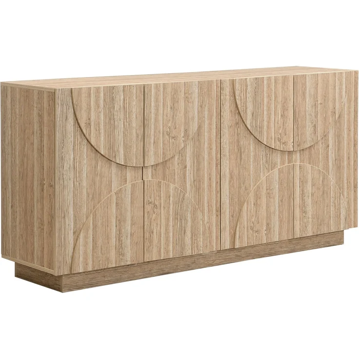 DESVIAE Sideboard mit flexiblen Einlegeböden und Feder-Türen 160x80x40 cm Spanplatte Natur – Bild 8