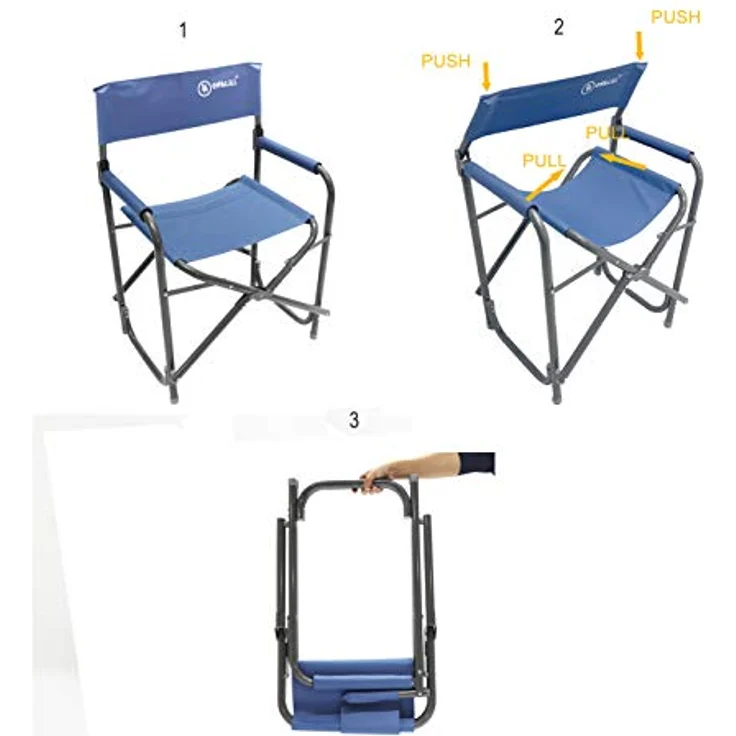 HOMECALL Regiestuhl Ultraleicht Klappstühle Faltbar Campingstuhl Gartenstuhl (Klappbare Rückenlehne), bis 120kg, Rostfreier Aluminiumrahmen – Bild 3