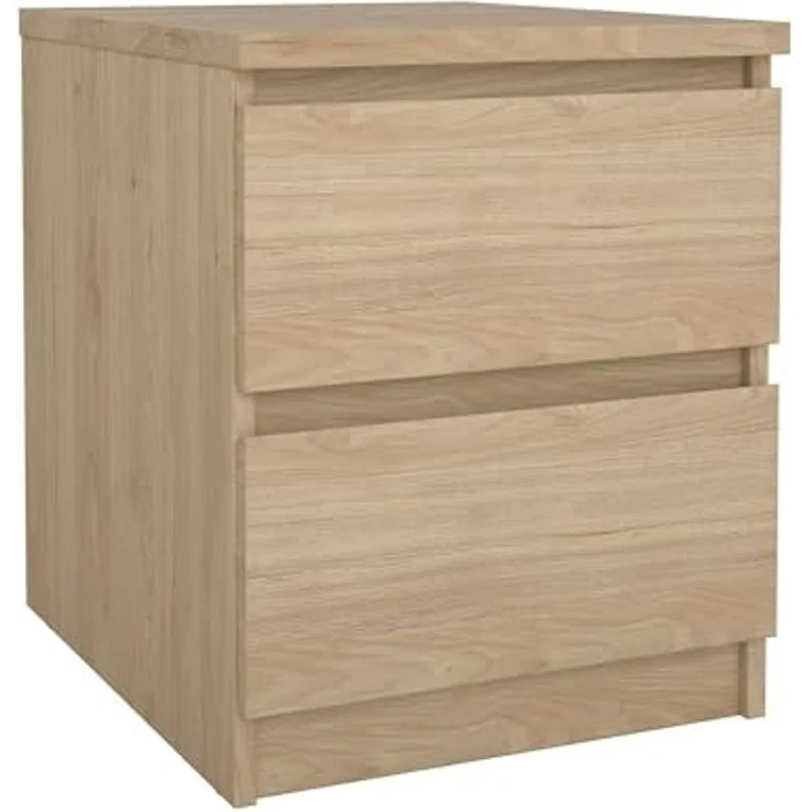 Dmora - Nachttisch Garance, Niedrige Kommode, Tisch, Multifunktionaler Nachttisch, 50x40 h50 cm, helle Eiche – Bild 3