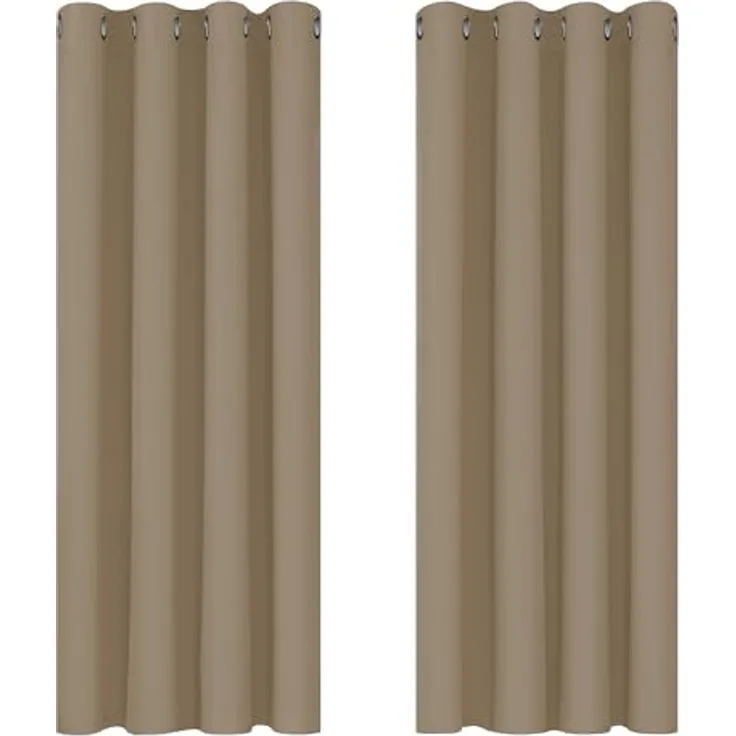 Deconovo Vorhang Verdunkelung Kälteschutz Gardinen Wohnzimmer Vorhänge Blickdicht, 138x117 cm(HöhexBreite), Taupe, 2er Set