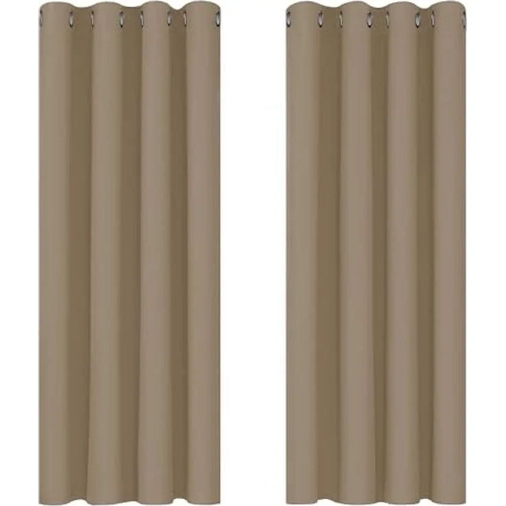 Deconovo Vorhang Verdunkelung Kälteschutz Gardinen Wohnzimmer Vorhänge Blickdicht, 138x117 cm(HöhexBreite), Taupe, 2er Set – Bild 1