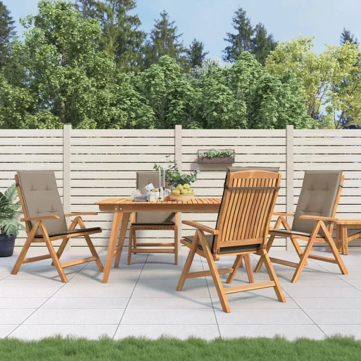 vidaXL Verstellbare Klappstühle mit Kissen, 4-teilig, Massivholz Teak 3196471
