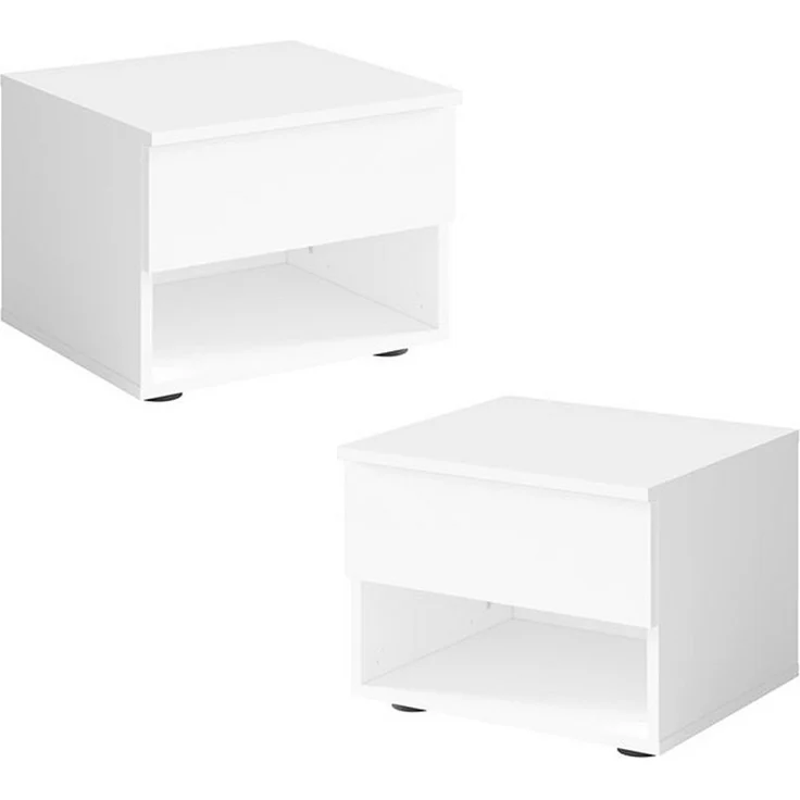 Lomadox Schlafzimmer-Set FAIDO-166, (Spar-Set, 4-tlg, Kommode Nachttische Bett Schwebetürenschrank), weiß, Kopfteil mit LED-Beleuchtung, Liegefläche 180x200cm – Bild 3