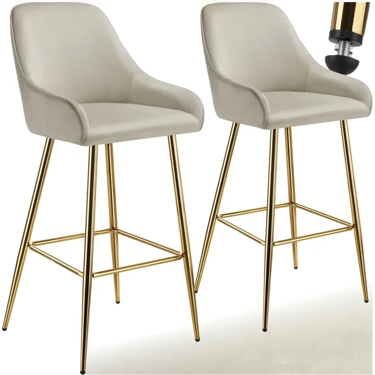 tectake Barhocker Barstuhl, in Samtoptik, gepolstert