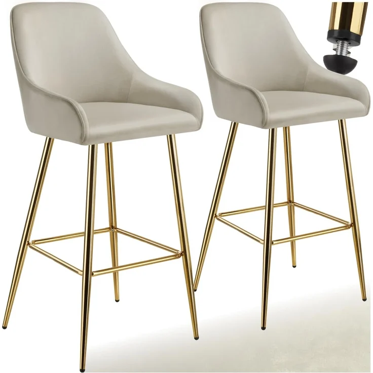 tectake Barhocker Barstuhl, in Samtoptik, gepolstert