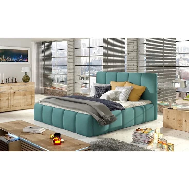 Polsterbett Bett VERONA Komplettset Polyesterstoff Mint 120x200 cm