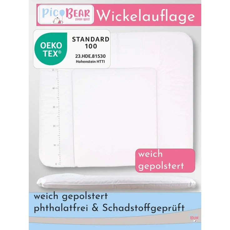 pic Bear weiche Wickelauflage HONEY 85 x 72 cm, Weiss : Weiss – Bild 2