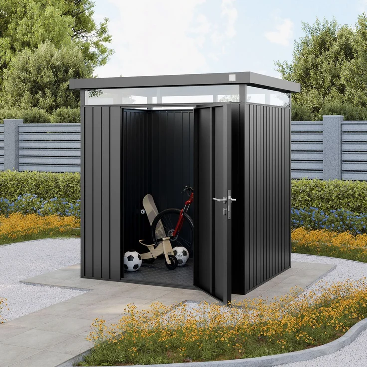 GFP Primeyard Gerätehaus Metall Gartenhaus 180x150x205 cm Geräteschuppen anthrazit – Bild 3