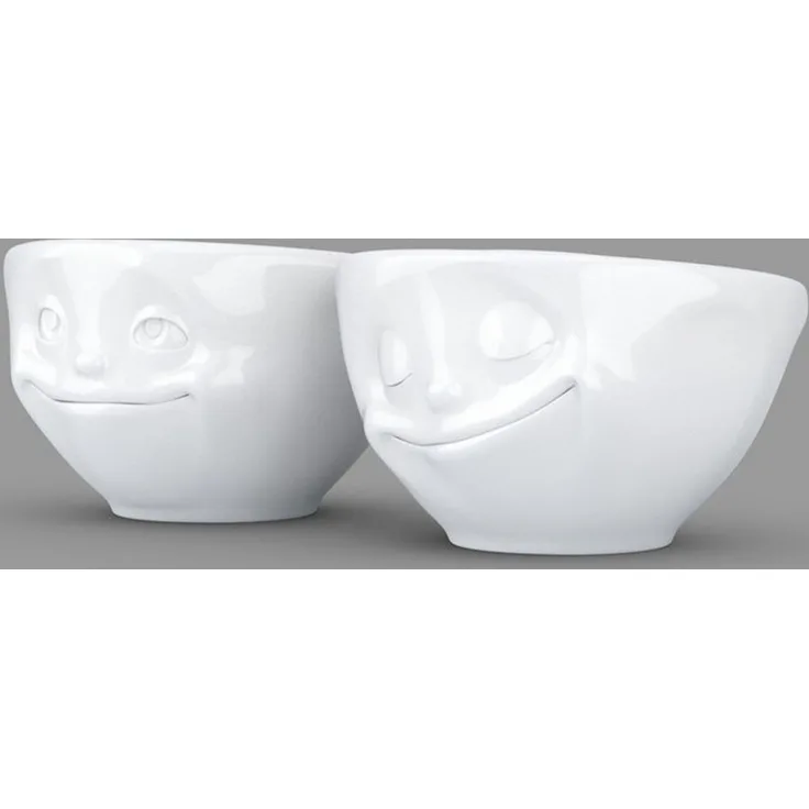 FiftyEight 'Verträumt & Glücklich' Schälchen-Set, 2 Stk., Hartporzellan Weiß, Ø 8,1x5,1 cm