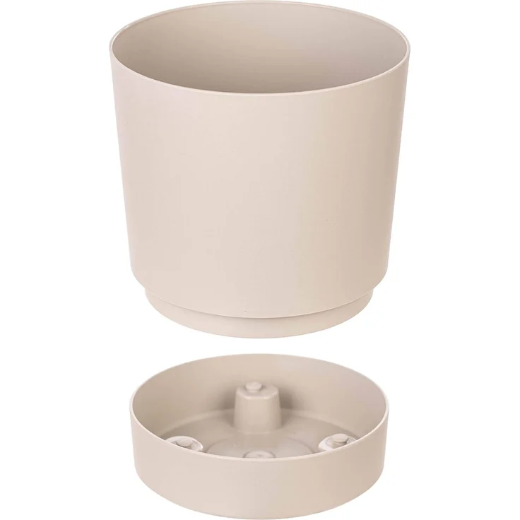 KADAX Aura 280 Recycling-Pflanzgefäß mit Untersetzer – beige – Bild 6