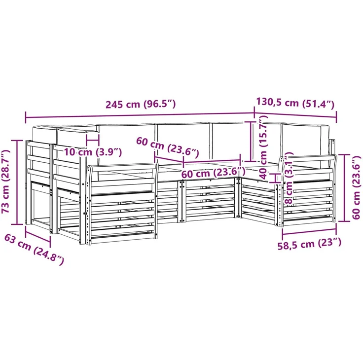 vidaXL Outdoor-Sofagarnitur 6 stk. 6-Sitzer Weiß und Beige Polyester 3392398 – Bild 7