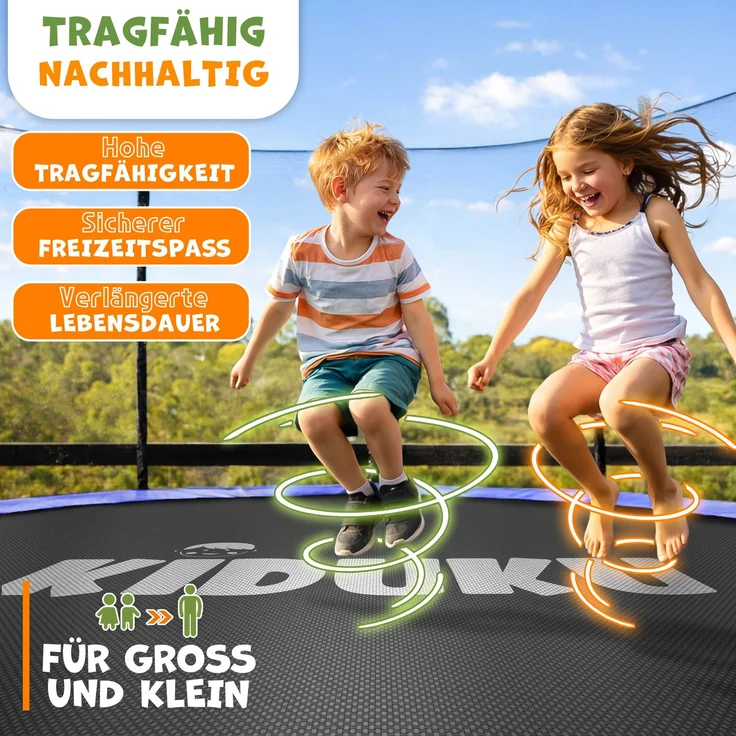 KIDUKU® Trampolin Sprungtuch, UV-Beständig & Wetterfest, Zubehör Ersatzmatte Garten-Trampolin, 72 Ösen, 260g/m² PP, Ø 427 cm – Bild 3