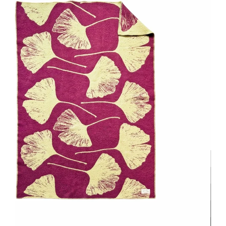 WoolOnly Wendedecke Wolldecke Plaid aus Norwegischer Wolle 130x200 cm (Ginkgo Vintage Plum) – Bild 5