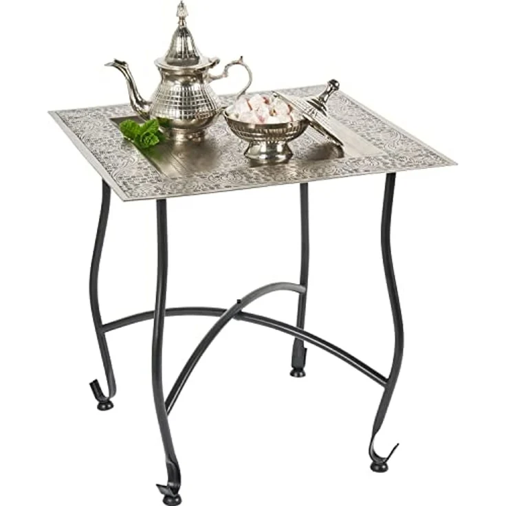 Marrakesch Orient & Mediterran Interior Beistelltisch Orientalischer Couchtisch Sule eckig, Beistelltisch, Teetisch, Handarbeit – Bild 1