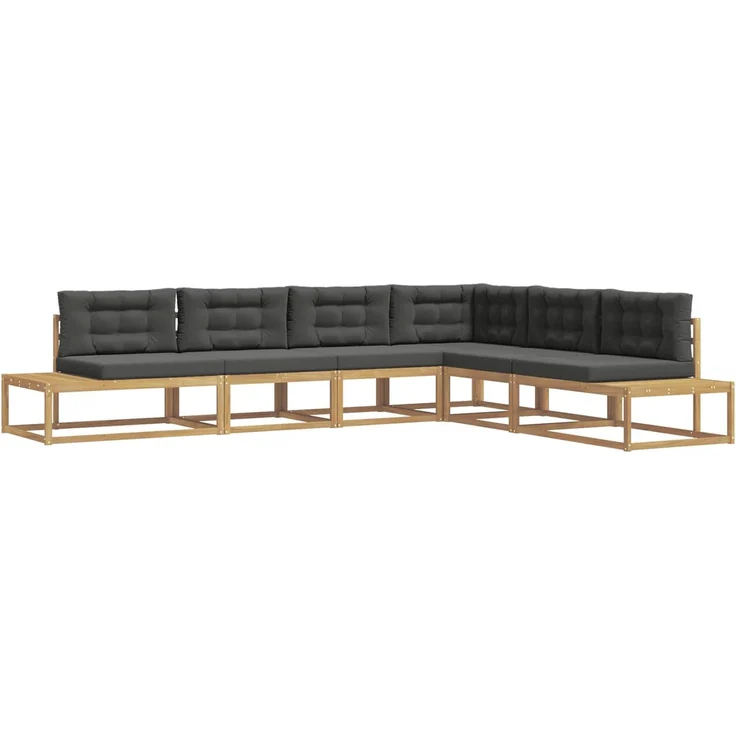 vidaXL Outdoor-Sofagarnitur 6 stk. 5-Sitzer Weiß und Anthrazit 3387011 – Bild 2
