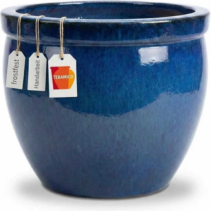 Teramico Blumentopf Keramik Pflanzgefäß "Bavaria Tall" Royal Blau – Ø 37cm (1 St), Frostfest, UV-Fest – Bild 5
