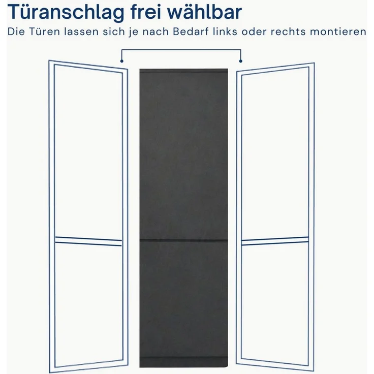 Home Collective Kleiderschrank Garderobenschrank Mehrzweckschrank Schrank platzsparend & vielseitig (50 x 40 x 180,5 cm (BxTxH), ideal für Schlafzimmer Flur & Arbeitszimmer) mit 2 Türig & 5 Einlegeböden in anthrazit – Bild 2