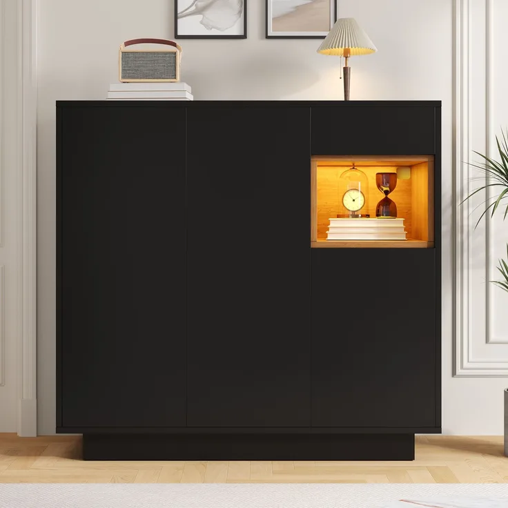 Schuhschrank 100,5x39,5x105 cm mit LED-Beleuchtung und verstellbaren Regalen – moderner Stauraum für Flure