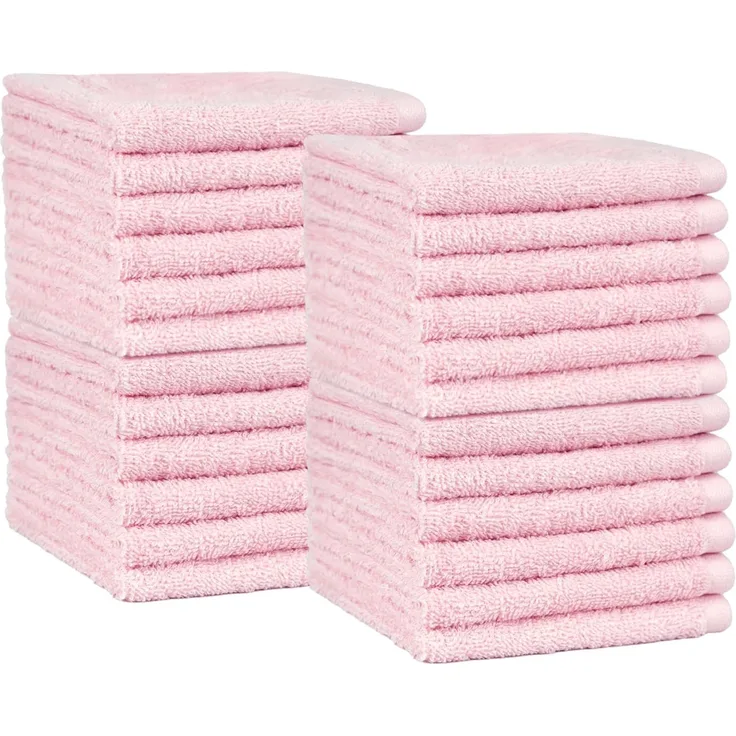 Amazon Basics Waschlappen aus Baumwolle, 24er-Pack, Blütenrosa, 30x30 cm