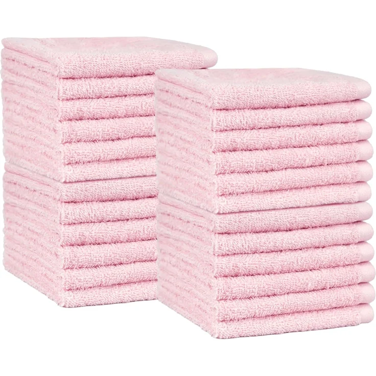Amazon Basics Waschlappen aus Baumwolle, 24er-Pack, Blütenrosa, 30x30 cm
