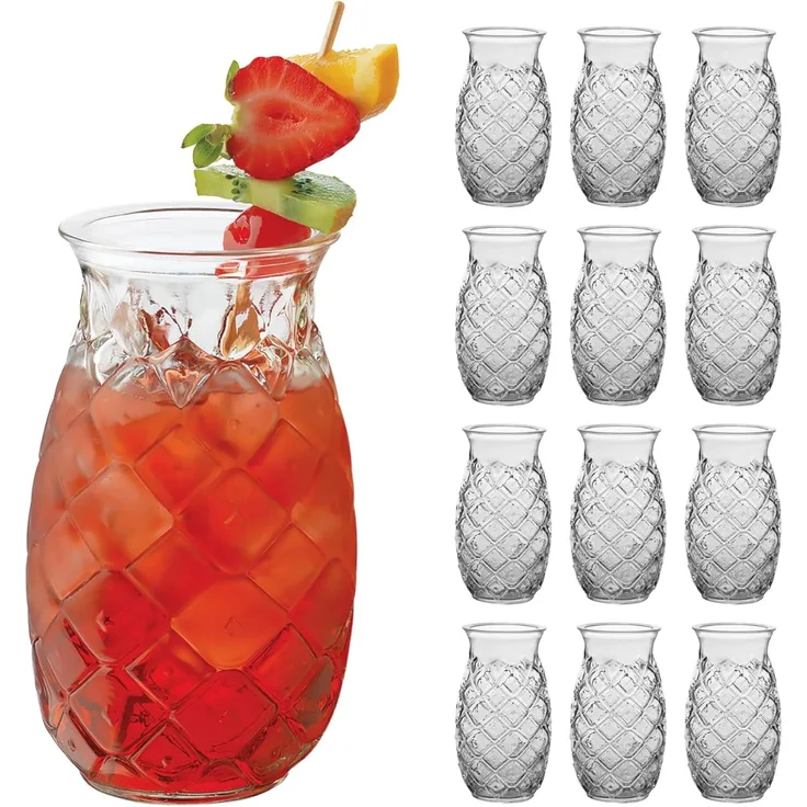 LIBBEY Cocktailglas Libbey Trinkglas, 12er Set -TIKI- im Ananas-Design, 12-tlg, Glas, 502 ml, hochwertig verarbeitet, im modernen Design
