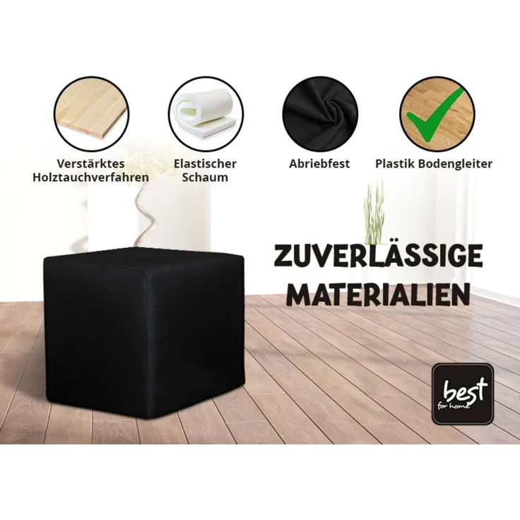Best for Home Sitzhocker Best For Home Cube Pouf – Stilvoller Samt Hocker & Fußhocker (verschiedene Farben), Handwerksqualität,TOP Preis-Leistungs-Verhältnis – Bild 4