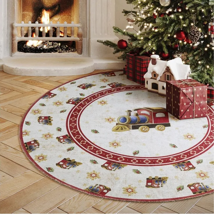 Villeroy & Boch Teppich Toy's Delight Limited Edition Santa Claus, rund, Höhe: 3 mm, Limited Edition, Weihnachten, Wohnzimmer, Baumrock, Waschbar, Rund