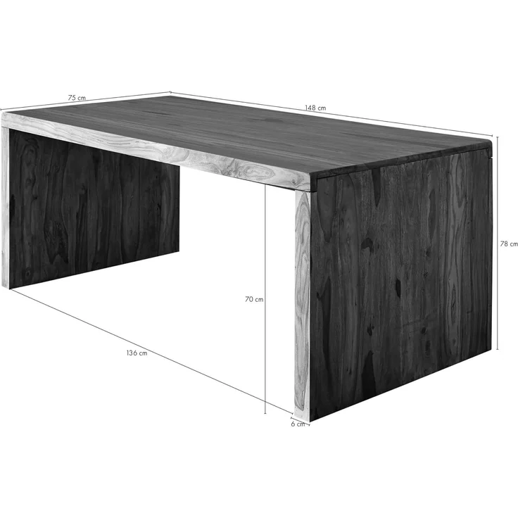 Schreibtisch Sheesham 148x75x78 grau geölt NATURE GREY #710 – Bild 3