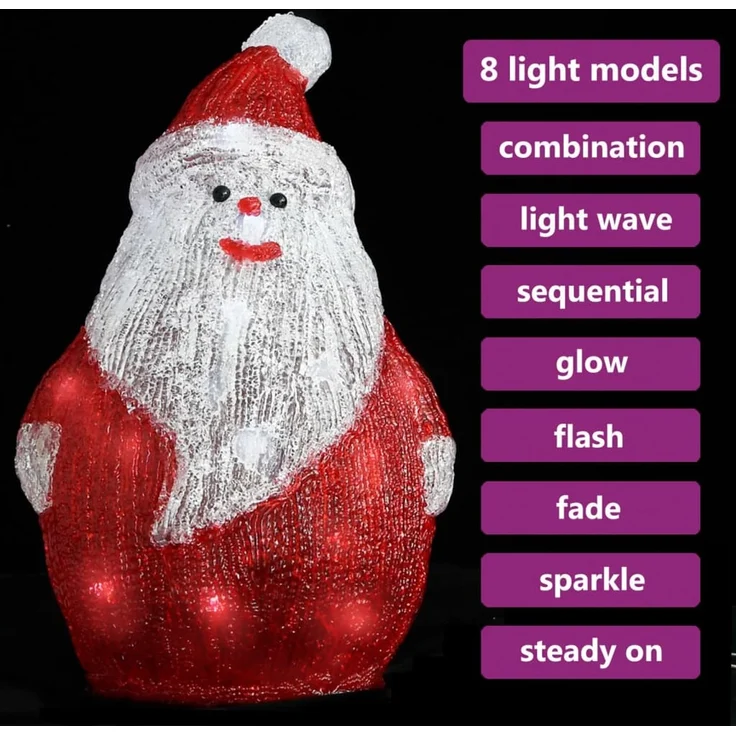 vidaXL LED-Weihnachtsmann Acryl Indoor und Outdoor 28 cm 328786 – Bild 4