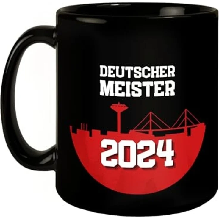 speecheese Tasse Leverkusen Tasse in Schwarz mit Spruch Deutscher Meister 2024 – Bild 2