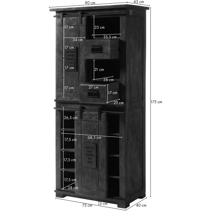 Schrank Mango 80x45x175 natur lackiert RAILWAY #117 – Bild 7