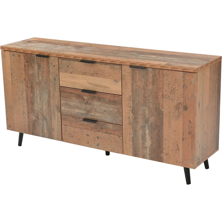 ZUBALIYA Kommode 140x35x70 cm, mit verstellbaren Einlegeböden, aus Spanplatte, Antikbraun – Bild 16