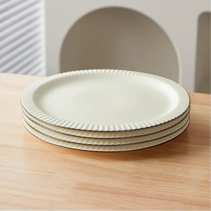 JIWOO Teller 4er Ø25,4cm, Steakteller Salatteller Pastateller Dessertteller Plate, (24 St), Keramik Hochwertiges Tellerset Weiß Mikrowellen spülmaschinenfest – Bild 4