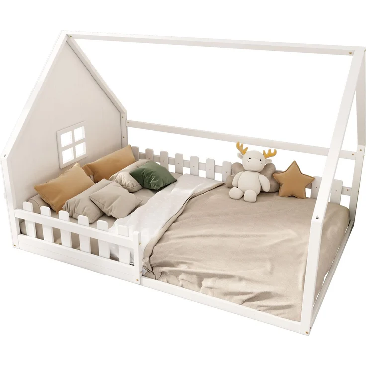 Hausbett mit Lattenrost und Rausfallschutz, 140x200 cm, Kinderbett, Kiefer – Bild 6
