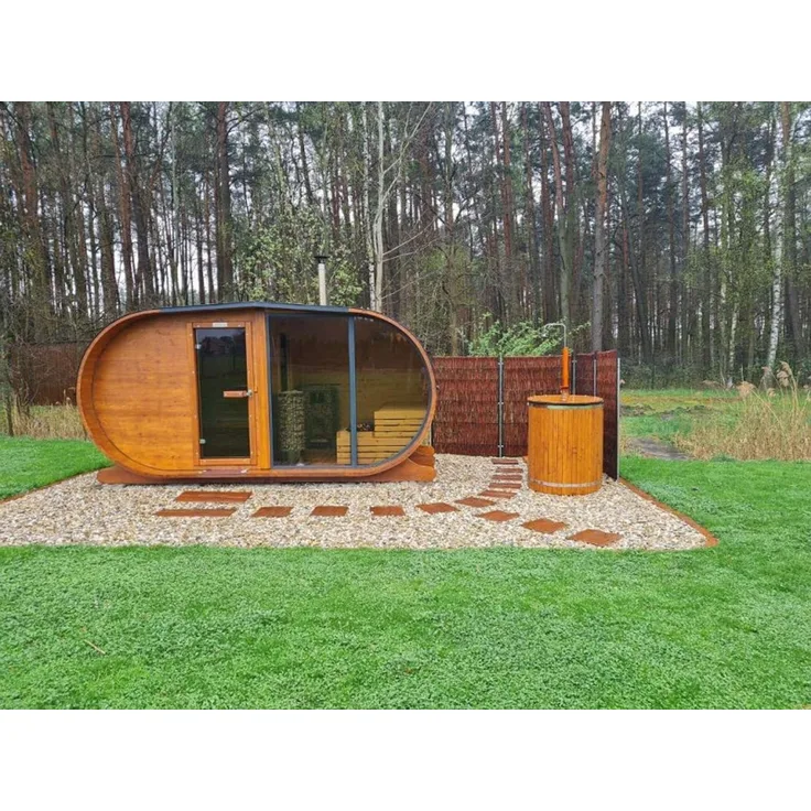 GardenAndPools Garten Sauna Panorama, Platz für ca. 6–10 Personen (sitzend) oder 3–5 Personen (liegend), 500 × 245 × 215 cm