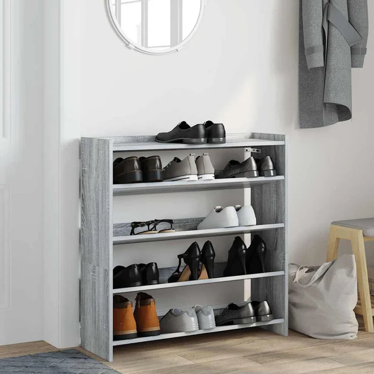 vidaXL Schuhregal Grau Sonoma 80x25x81 cm Holzwerkstoff 859910 – Bild 2