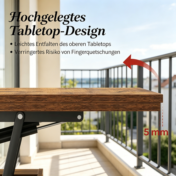 EINHOM Mobiler Couchtisch, Kleiner Esstisch, Lift-Top Wohnzimmer Tisch mit Abschließbarer Rolle, Beistelltisch, Studientisch (Nur Mit 1Pcs Studientisch) – Bild 6