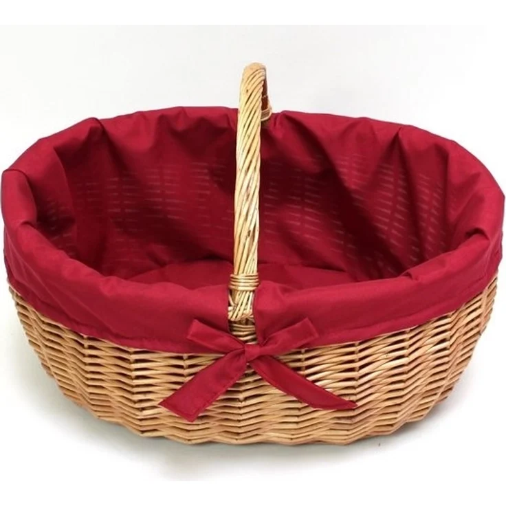 Einkaufskorb Rote Schleife Tragekorb Bügelkorb Einkaufstasche Picknick Korb – Bild 4