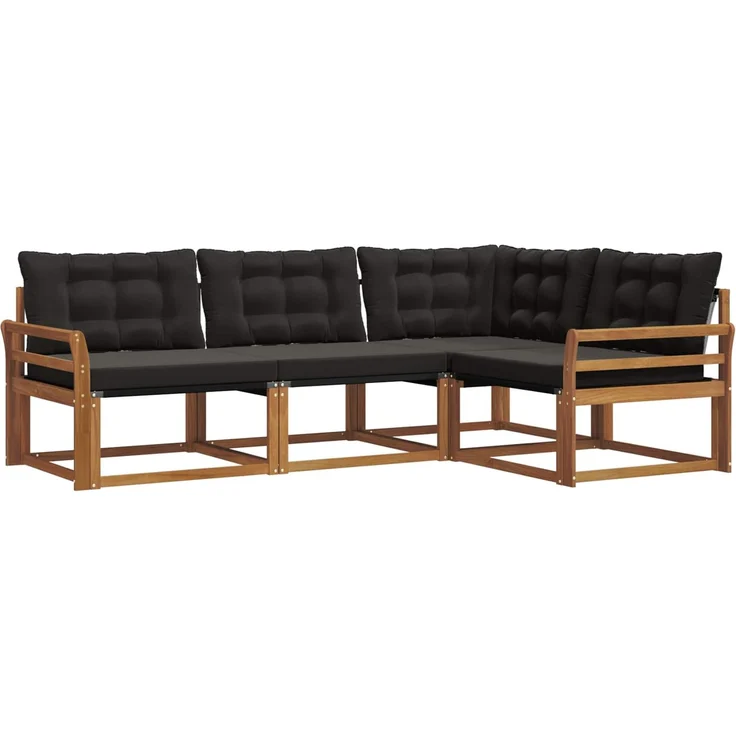 vidaXL Outdoor-Sofagarnitur 4 stk. 4-Sitzer Natur und Schwarz 3369411 – Bild 2