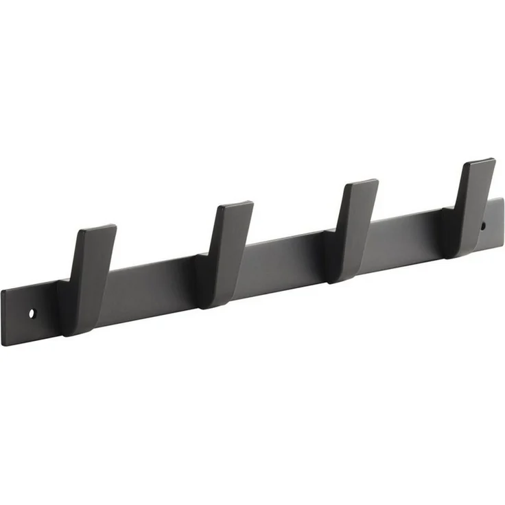 SO-TECH® Hakenleiste Blackline ALBUS schwarz pulverbeschichtet, (1 St), Länge 345 mm mit 4 Haken – Bild 1