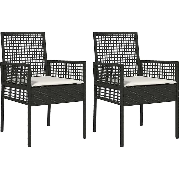 vidaXL Gartenstuhl 2 pcs Schwarz 55 x 53 x 85 cm Poly-Rattan 42003445
