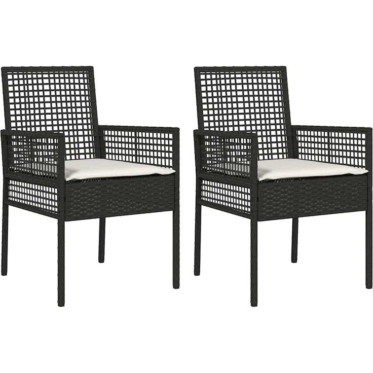 vidaXL Gartenstuhl 2 pcs Schwarz 55 x 53 x 85 cm Poly-Rattan 42003445 – Bild 1
