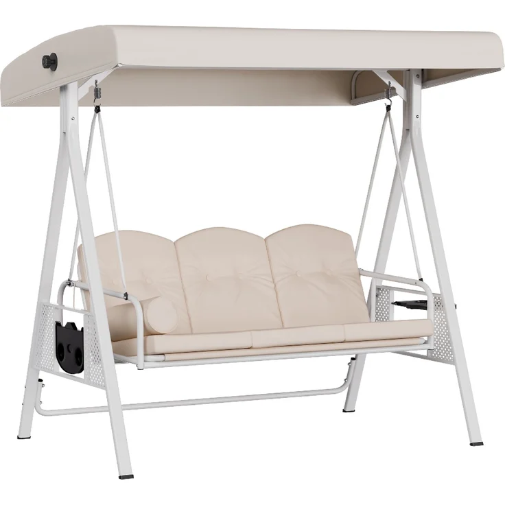 blumfeldt Hollywoodschaukel GrandSway, 3-Sitzer, Verstellbare Rückenlehne: Ermöglicht den Benutzern, die Rückenlehne individuell anzupassen und somit maximalen Komfort zu genießen, Set, Gartenliegen Swing Lounger Sonnendach Garten Balkon Outdoor 3 Sitzer – Bild 2