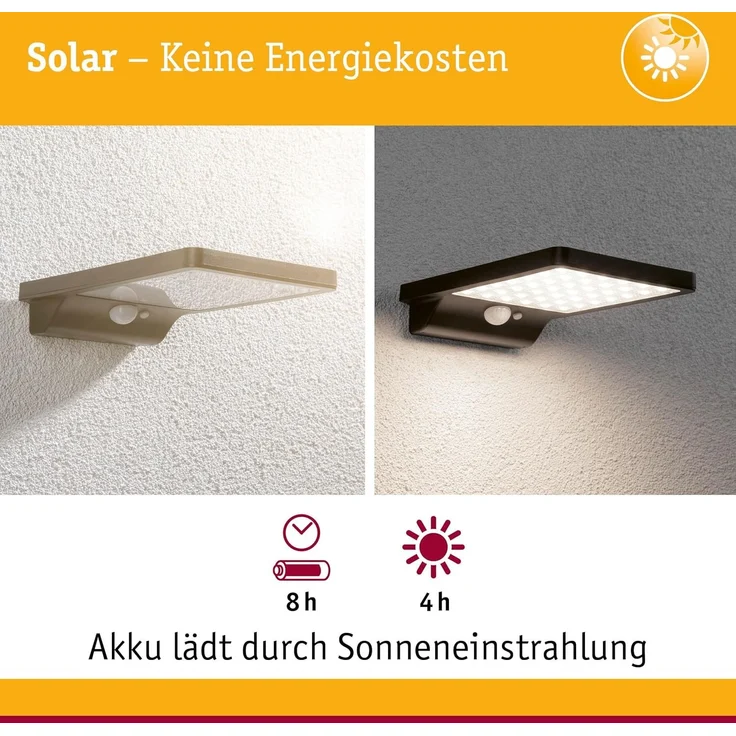 Paulmann 95393 Solar LED Außenwandleuchte Solveig schwarz IP44 3000K – Bild 2