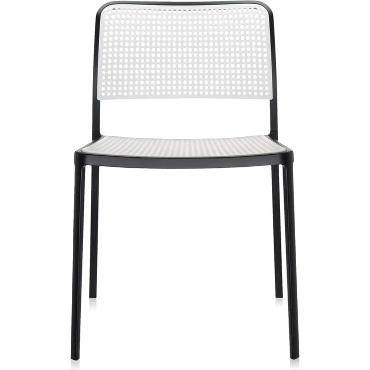 Kartell Audrey Sessel, Plastik, Aluminium bemalt weiß/schwarz, 51 x 80 x 52 cm