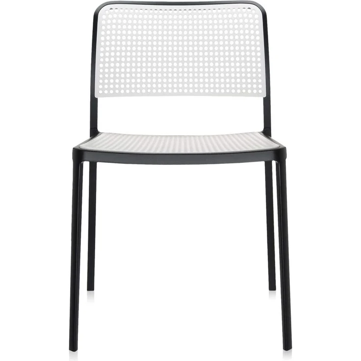 Kartell Audrey Sessel, Plastik, Aluminium bemalt weiß/schwarz, 51 x 80 x 52 cm