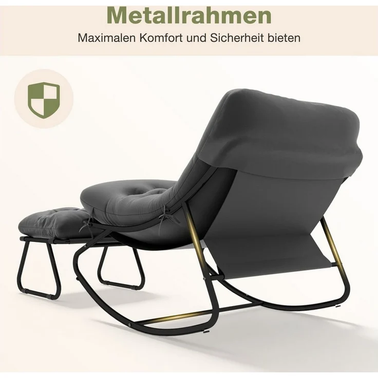 AOXUN Schaukelstuhl Loungesessel Metall Schwarzgrau (2 St), mit Hocker – Bild 4