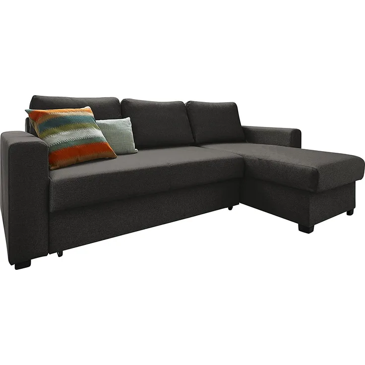 Atlantic Home Collection Dublin Schlafsofa mit Bettkasten, Polyester, Anthrazit, L-Form Sofa
