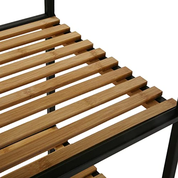 Versa Willow Möbel für das Bad, Organisationsregal mit 3 Fächern, Maßnahmen (H x L x B) 70 x 32,5 x 39 cm, Bambus und Metall, Farbe: Schwarz – Bild 5