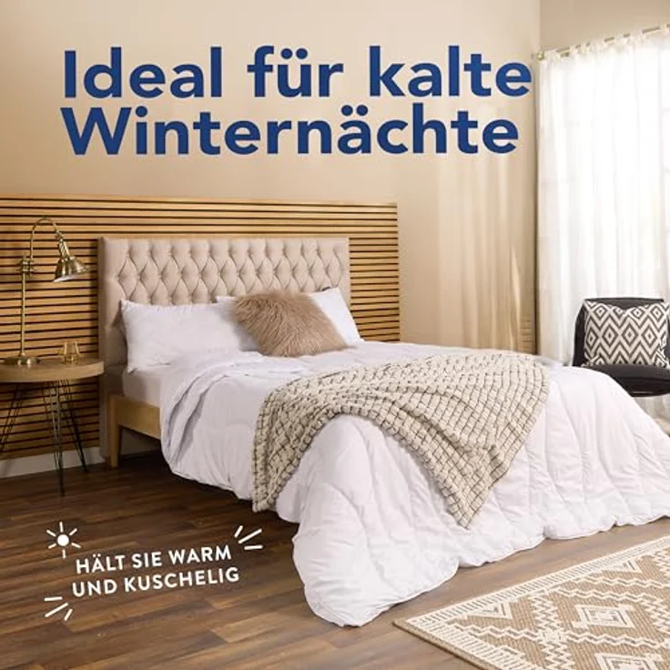 John Cotton 4 Jahreszeiten Bettdecke 155x220 - Atmungsaktive 3-in-1 Bettdecken für Sommer & Winter | Oeko-Test Zertifiziert Steppdecke | Warme Schlafdecke | Decke 155x220 cm – Bild 3